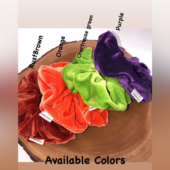 Orange Stretch Velvet Hair Scrunchie Hair Accessory - Picture 10 of 10